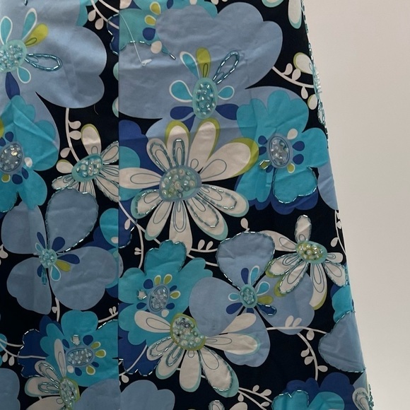 Citrine Blue and Black Midi A-Line Skirt - Size 2 - Picture 7 of 11